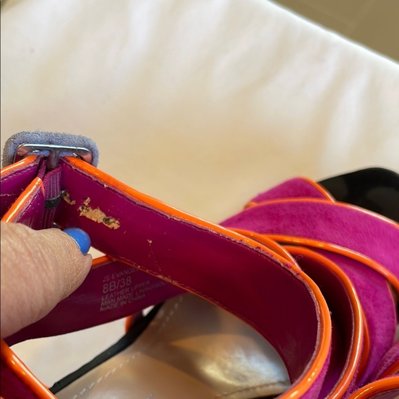 Stylish Pink and Orange Strappy  Platform Heels - Picture 8 of 14